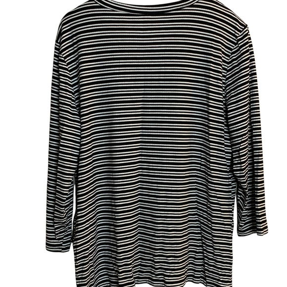 Rafaella Top Womens Size XL Weekender Leisure Button V-Neck Ribbed 3/4 Sleeve - Picture 2 of 6